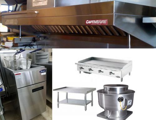 Custom food truck exhaust hood w/ propane griddle, stand &amp; fryer for wkb llc for sale