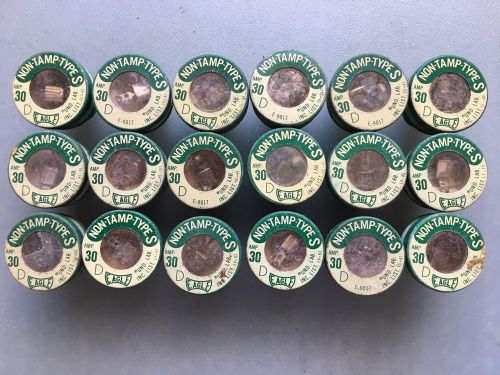 18 Vintage EAGLE Glass Top Screw Base Fuses 30 Amp Non-Tamp-Type S