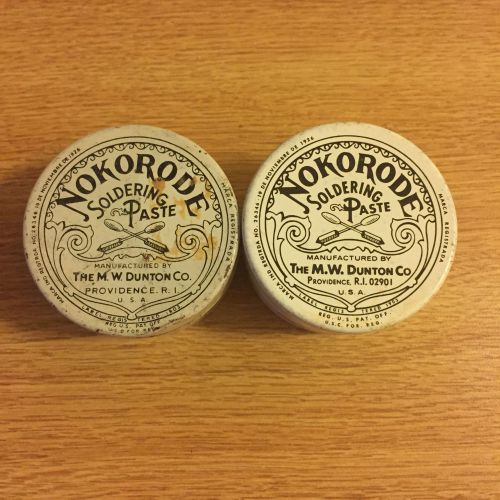 Vintage &#034;NOKORODE Soldering Paste&#034; by M.W. Dunton Co. 2 Oz. Tin
