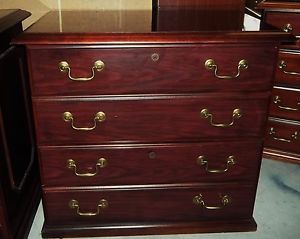 2 Drawer Burled Cherry Wood Lateral File Cabinets