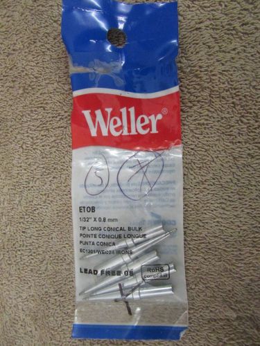 Weller Soldering Tips - ETOB 1/32&#034; x 0.8mm - Tip Long Conical Bulk - 5 PK