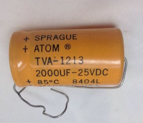 NOS Sprague TVA-1213  2000uF 25V ATOM Capacitor  25VDC 8404L 85C MADE IN USA