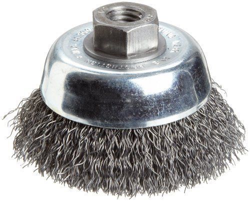 Weiler vortex pro wire cup brush, threaded hole, carbon steel, crimped wire, 3&#034; for sale