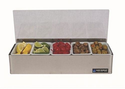 San jamar b4155l stainless steel non-chilled garnish tray with plex lid, 15 x x for sale