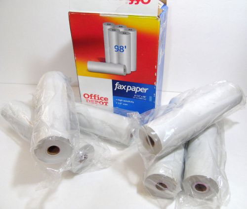 Office Depot High Sensitivity Thermal Fax Paper 6 Rolls 8.5&#034; x 98&#039; #374-280 NEW