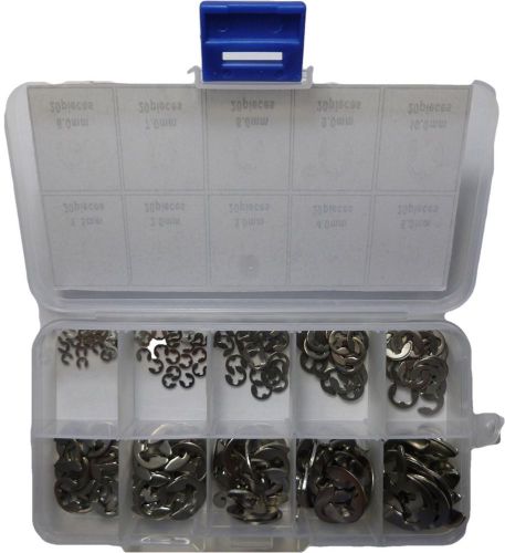 200 Piece Stainless Steel E Clip Circlip C Clip Retaining Ring Assortment Pack