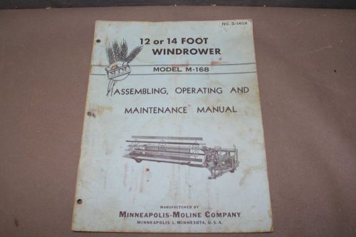 Minneapolis Moline Model M-168 Windrower Operating &amp; Maintenance Manual