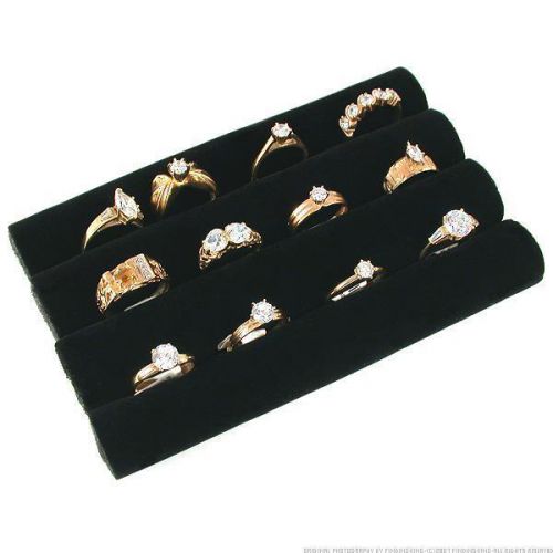 3 Continuous Slot Black Velvet Ring Display Tray Insert
