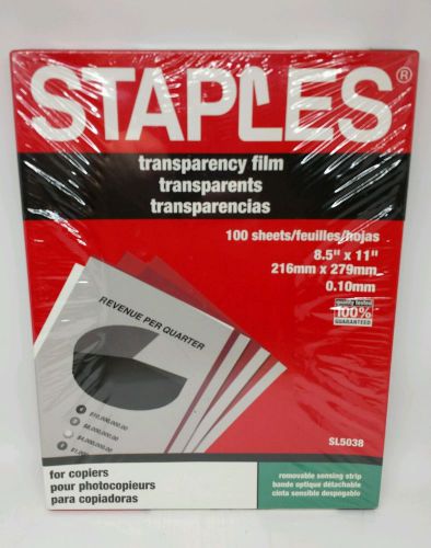 Staples SL5038 Transparency Film for Copiers Box of 100 Sheets New Sealed