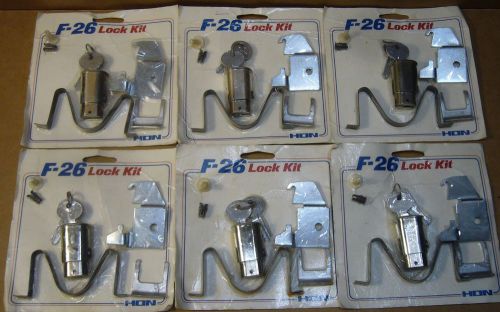 Lot of 6 hon push-to-lock vertical file cabinet lock kits- keyed alike - f26 l1 for sale