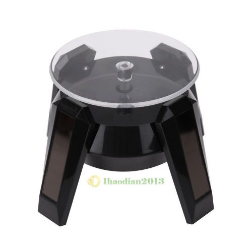 Solar powered jewelry goods 360° rotating display stand turn table led light new for sale