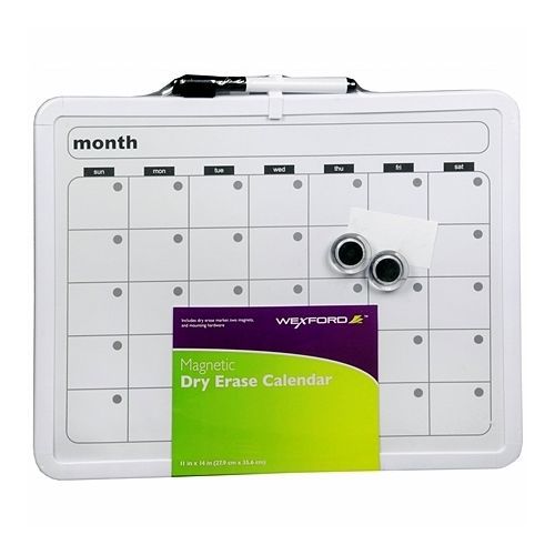 Wexford Magnetic Dry Erase Board Calendar 11 x 14 Inch White