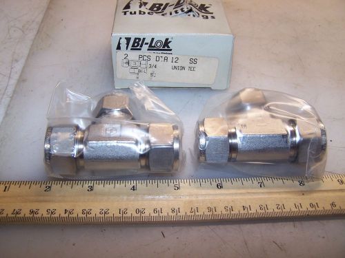 (2) NEW BI-LOK 3/4&#034; PORT STAINLESS STEEL UNION TEE COMPRESSION FITTING DTA-12SS