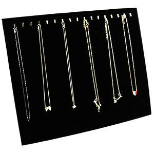 Ogrmar Black Velvet 17 Hook Necklace Jewelry Tray/Display Organizer/Pad/S... New
