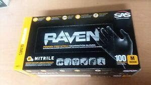 MEDIUM TEXTURED NITRILE GLOVES 6MIL BLACK 100  heavy duty mechanic  RAVEN