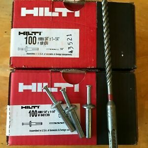 SET OF HILTI HMH 1/4&#034; x 1-1/4&#034; Hit Drive Pins / Concrete Anchors Fasteners 66139