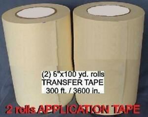 2 rolls 6&#034; APPLICATION TRANSFER paper TAPE 300 ft. for Vinyl Cutter PLOTTER NEW