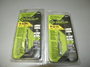 TWO GREENLEE DTAP6-32 COMBINATION DRILL/TAP BITS 6-32 TPI METAL NEW