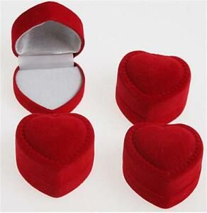 10pc Velvet Red Heart Shaped Ring Box Retail Store Jewelry Display Wedding NIESL