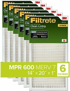 Filtrete 14x20x1, AC Furnace Air Filter, MPR 600, Clean Living 14 x 20 x 1