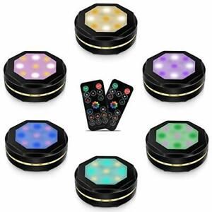 6 Pack Wireless Puck Lights with 2 Remote Controls, 16 Colors Changing LED