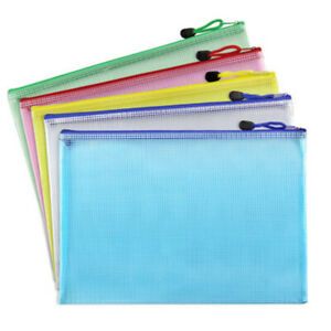 15Pcs A4 Document Wallet File Paper Folder Pencil Case Organizer Zip Bag us