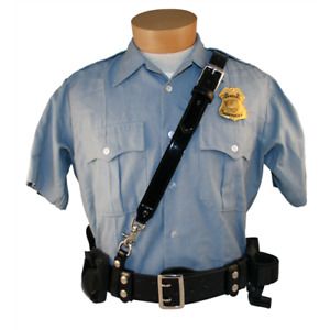 Boston Leather Sam Browne Shoulder Strap With D-Rings 1.25&#034; Regular Nickel Snaps