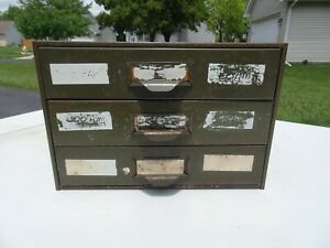 Vintage Lyon 3 Drawer Metal Industrial Storage Cabinet L2
