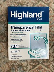 Highland Transparency Film 707 for InkJet Printers Removable Stripe 44 Sheets