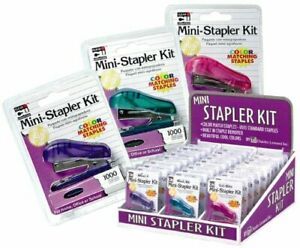 Charles Leonard Mini Stapler Kit with 1000 Color Staples Assorted Transparent...