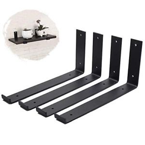 4 PCS L Shape Shelf Brackets 12 inches, Heavy Duty Wall Brackets for Shelves, L