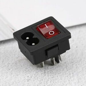 250v Ac Red Rocker Switch Fused Inlet Power Socket Fuse Switch Connector Plug