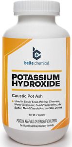 Potassium Hydroxide Food Grade 2 Pound Jar Fine USA Bottles FCC/USP 90%
