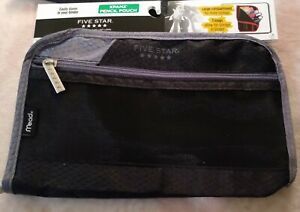 New 5 Star Xpanz Black Pencil Pen Pouch Case Binders 2 Pockets School Supplies