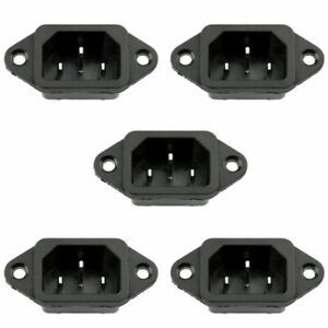 5X IEC320 C14 3 Pin Screw Mount Male Power Socket 10A 250V Fit Boat DIY AC-04 S3