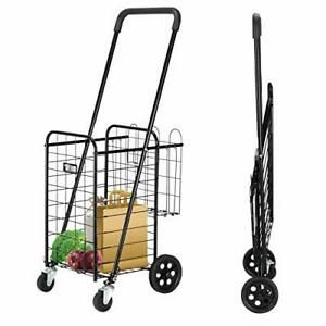 TUFFIOM Folding Grocery Shopping Cart Heavy Duty &amp; Portable Utility Cart with...