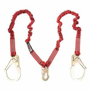KStrong 6 ft. Twin Leg 100% tie-Off Elasticated Design Shock Absorbing Lanyar...