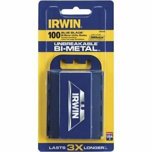 Irwin Industrial Tools 2084400 Bi-Metal Blue Utility Blade, 100-Pack