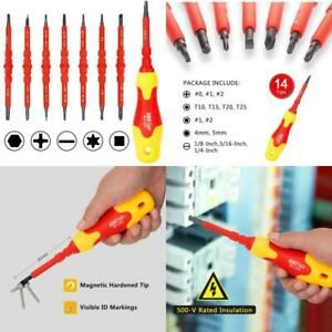 Sdc Magnetic Screwdriver Set, Insulated Multi Screw Driver Kit, With 14 Ultra-St