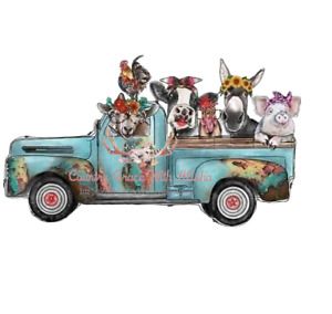 Old Truck Farm Animals Sublimation Transfer Ready to Press