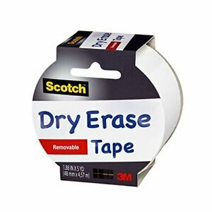 Scotch Dry Erase Tape 1.88&#034; x 5 Yards 1 Roll White 1905R-DE-WHT