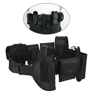 10-in-1 Police Security Guard Equipment Duty Belt Gun Waist Belly Band Black
