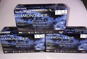 Microflex Diamond Grip Medium Powder-Free Latex Glove - 300 Count, 3 Boxes