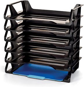 Officemate OIC Achieva Side Load Letter Tray, Recycled, Black, 6 Pack (26212)