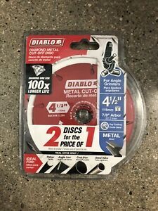 Diablo Diamond 2 PACK 4 1/2&#034; Metal Cut Off Disc 7/8&#034; Arbor DDD045DIA102P - NEW