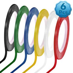 Cridoz 6 Rolls 1/8 Whiteboard Tape Thin White Board Tape Lines Pinstripe Dry Art