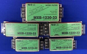 Lot of 5 Mixed Lambda Noise Filters (2) MXB-1210-33 / (2) MXB-1220-33 / (1) MXB-