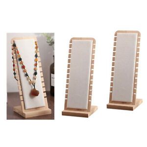 2x White Wooden Necklace Display Stand L-Shape Jewelry Holder Suede Surface