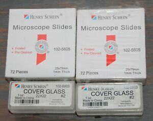 2 Pack Henry Schein 102-5605 Microscope Slides &amp; 2 Pack 102-6803 Cover Slides-G6