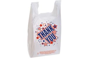 SSW Basics White Thank You Bags (Americana Plastic T-Shirt Bags) - Case of 500